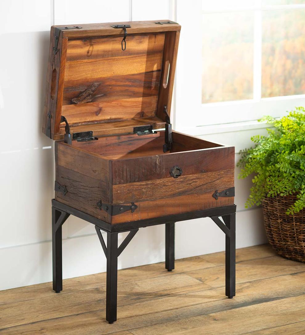 Plow &amp; Hearth Accent Tables | Indoor Living Allegheny Reclaimed Wood Storage Trunk Table
