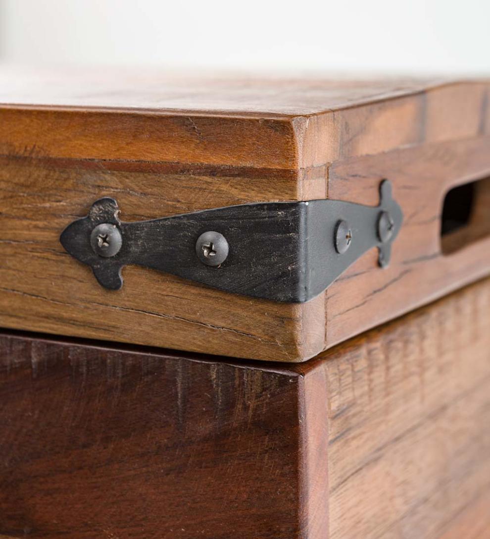 Plow &amp; Hearth Accent Tables | Indoor Living Allegheny Reclaimed Wood Storage Trunk Table