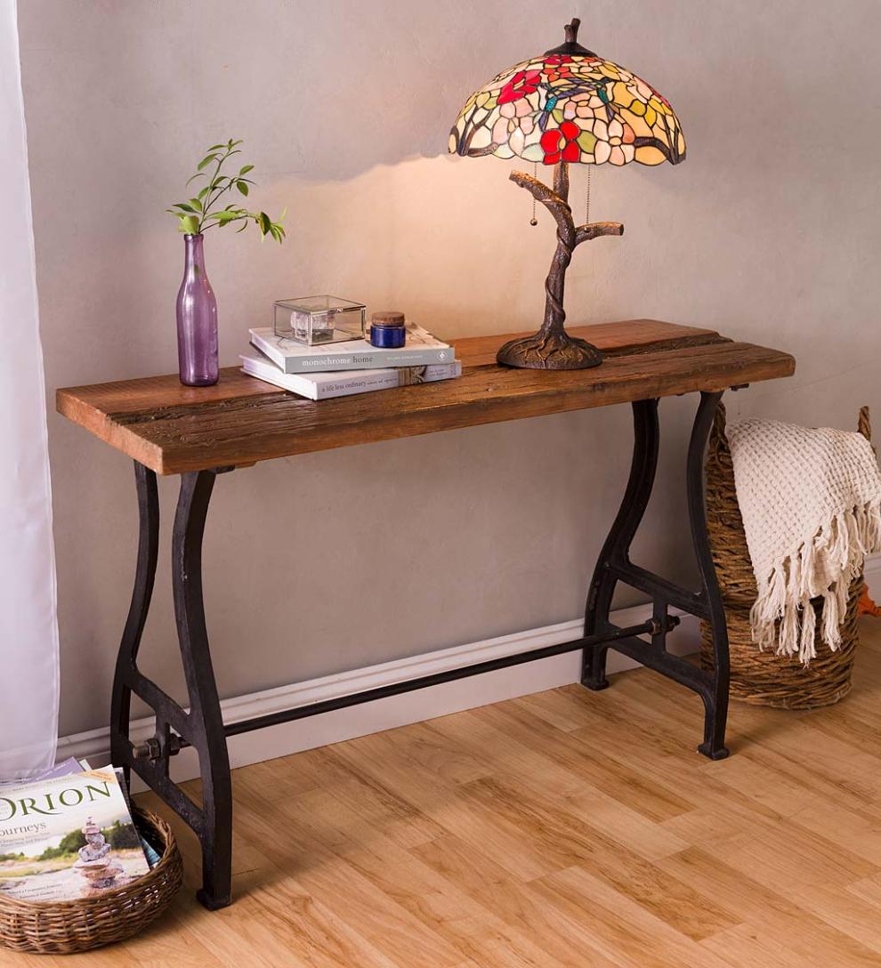 Plow &amp; Hearth Accent Tables | Indoor Living Birmingham Console Table In Reclaimed Wood And Metal