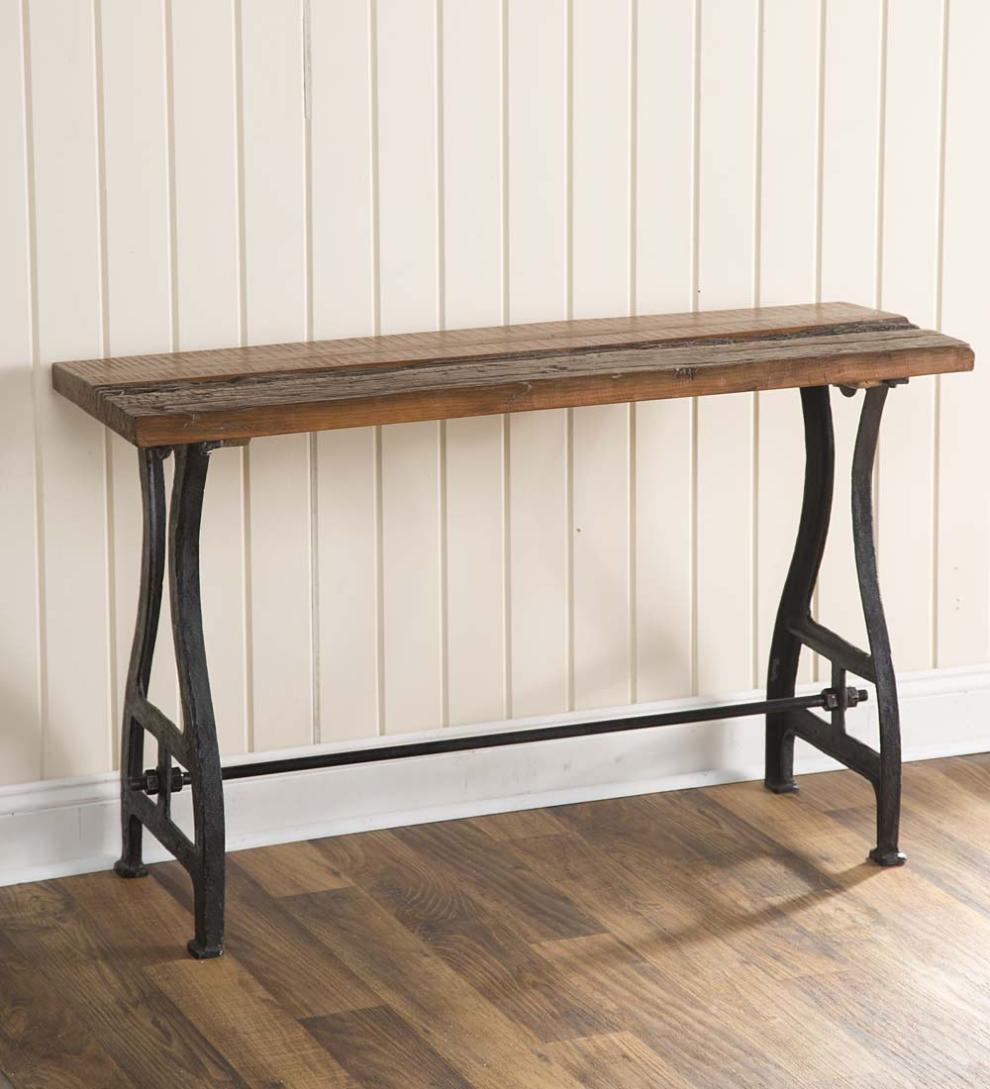 Plow &amp; Hearth Accent Tables | Indoor Living Birmingham Console Table In Reclaimed Wood And Metal
