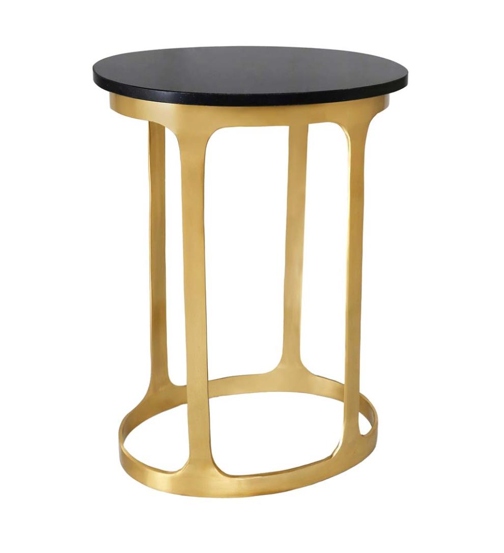 Plow &amp; Hearth Accent Tables | Indoor Living Black Marble Top Oval Accent Table - Black/Gold