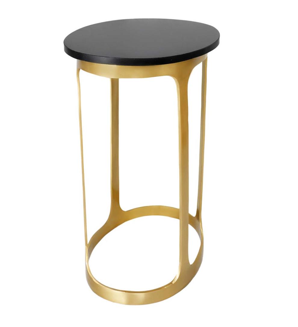 Plow &amp; Hearth Accent Tables | Indoor Living Black Marble Top Oval Accent Table - Black/Gold