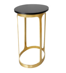 Plow &amp; Hearth Accent Tables | Indoor Living Black Marble Top Oval Accent Table - Black/Gold