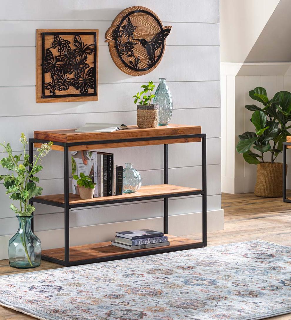 Plow &amp; Hearth Accent Tables | Indoor Living Blowing Rock Reclaimed Wood Block Console Table
