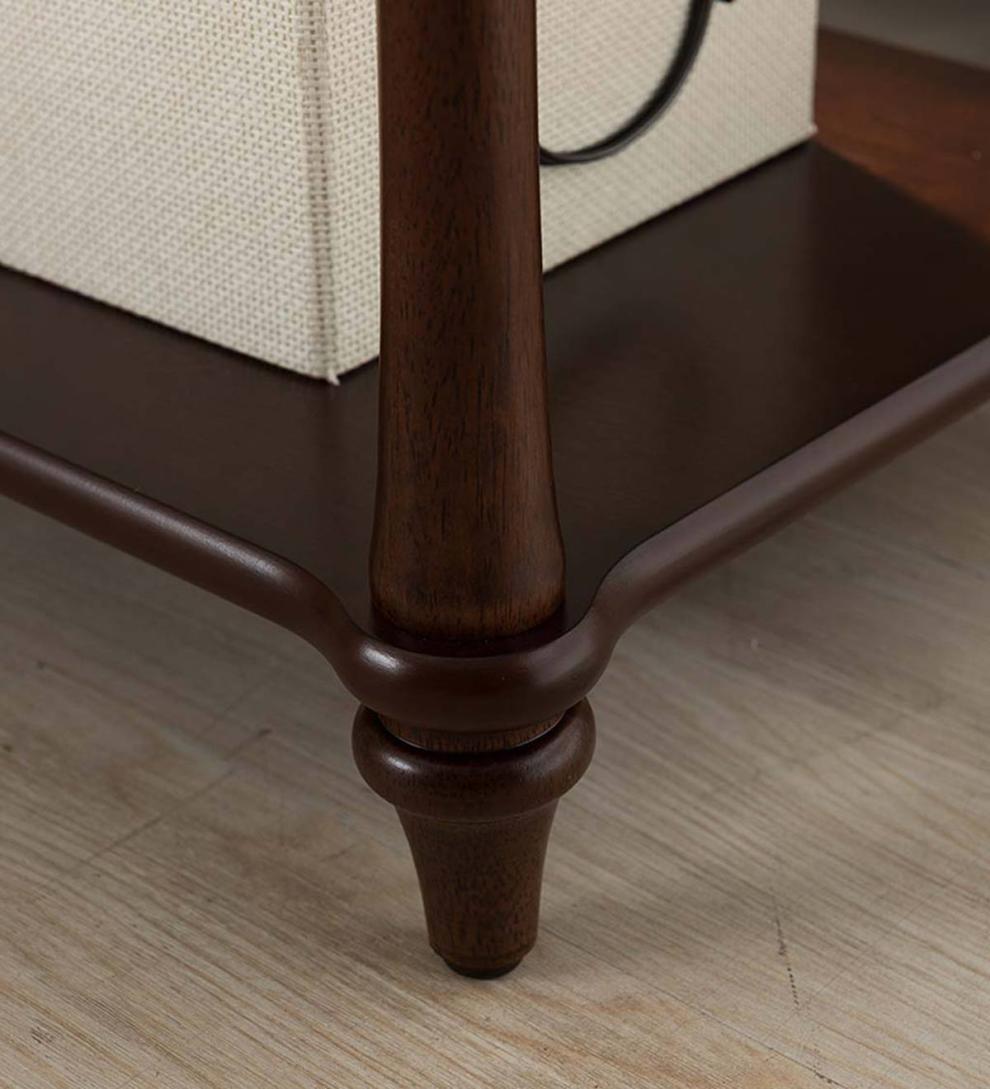 Plow &amp; Hearth Accent Tables | Indoor Living Camden Side Table With Charging Station – Dark Cherry - Chesnut