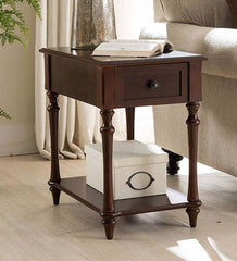 Plow &amp; Hearth Accent Tables | Indoor Living Camden Side Table With Charging Station – Dark Cherry - Chesnut