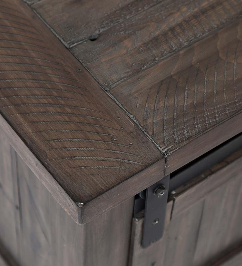 Plow &amp; Hearth Accent Tables | Indoor Living Cape Charles Reclaimed Barnwood Coffee/Cocktail Table With Sliding Barn Doors - Barnwood