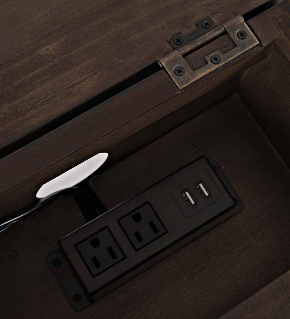 Plow &amp; Hearth Accent Tables | Indoor Living Cape Charles Reclaimed Barnwood Power Station Side Table With Usb Ports - Barnwood