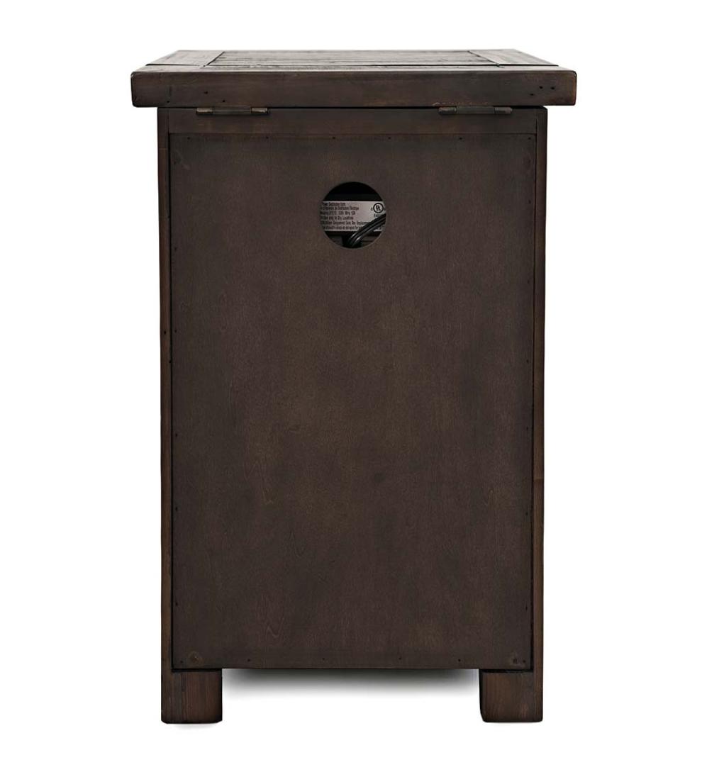 Plow &amp; Hearth Accent Tables | Indoor Living Cape Charles Reclaimed Barnwood Power Station Side Table With Usb Ports - Barnwood