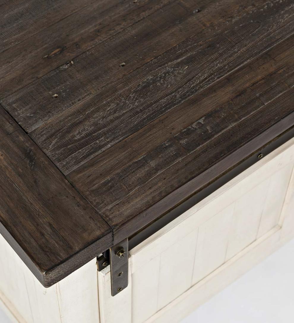 Plow &amp; Hearth Accent Tables | Indoor Living Cape Charles Reclaimed Wood Coffee/Cocktail Table With Sliding Barn Doors - White