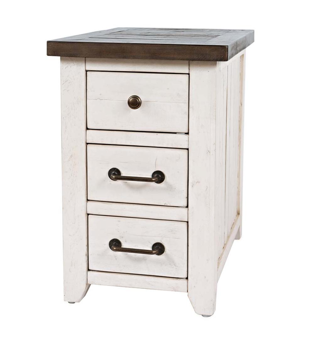 Plow &amp; Hearth Accent Tables | Indoor Living Cape Charles Reclaimed Wood Power Station Side Table With Usb Ports - White