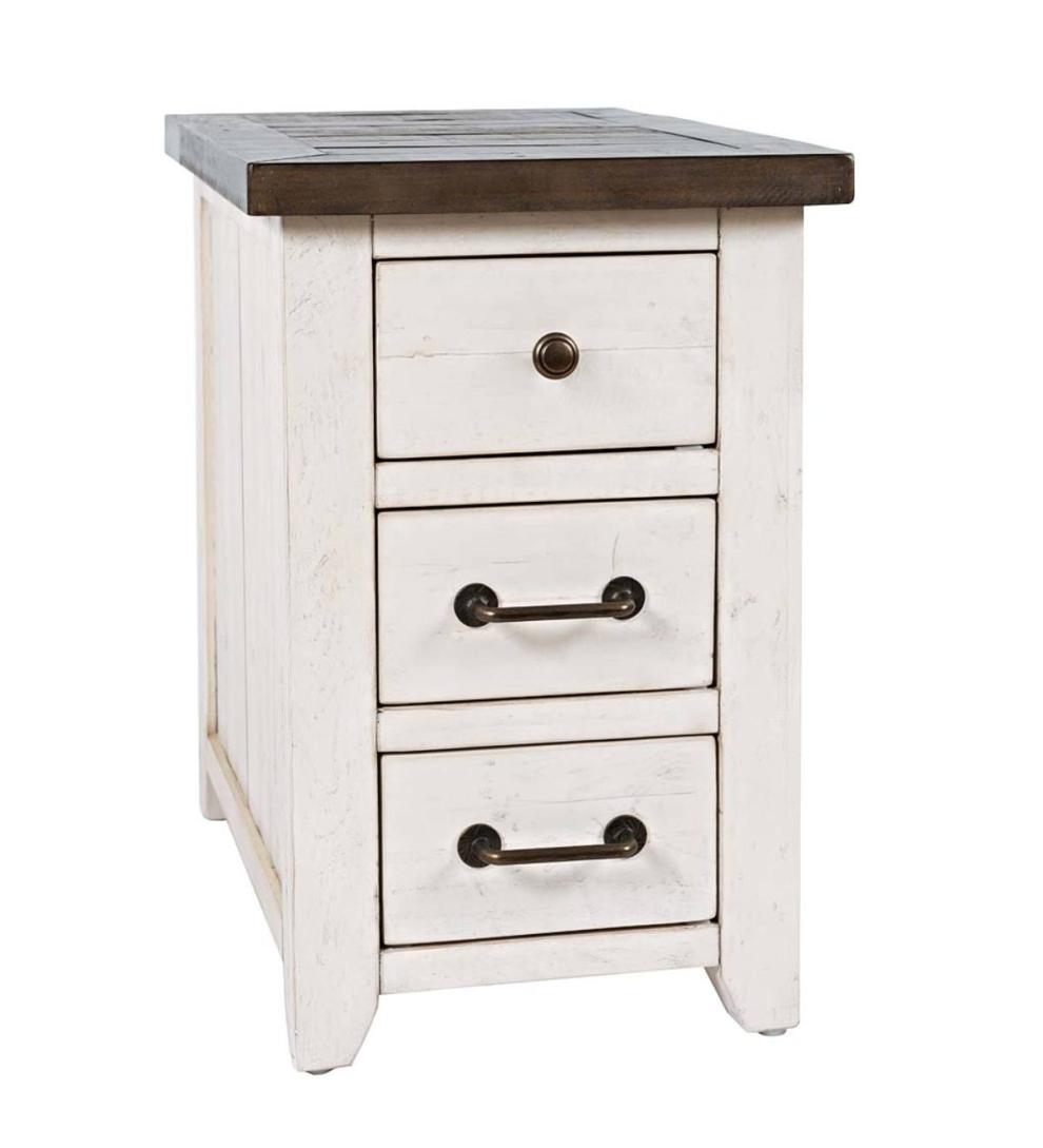 Plow &amp; Hearth Accent Tables | Indoor Living Cape Charles Reclaimed Wood Power Station Side Table With Usb Ports - White