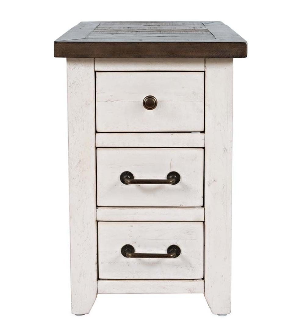 Plow &amp; Hearth Accent Tables | Indoor Living Cape Charles Reclaimed Wood Power Station Side Table With Usb Ports - White