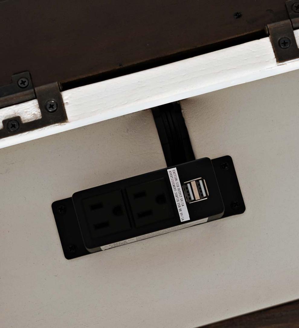 Plow &amp; Hearth Accent Tables | Indoor Living Cape Charles Reclaimed Wood Power Station Side Table With Usb Ports - White