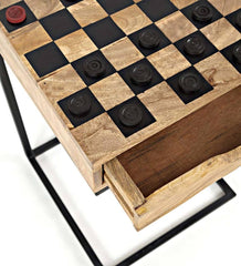 Plow &amp; Hearth Accent Tables | Indoor Living Checkerboard Pull-Up Side Table With Game Pieces