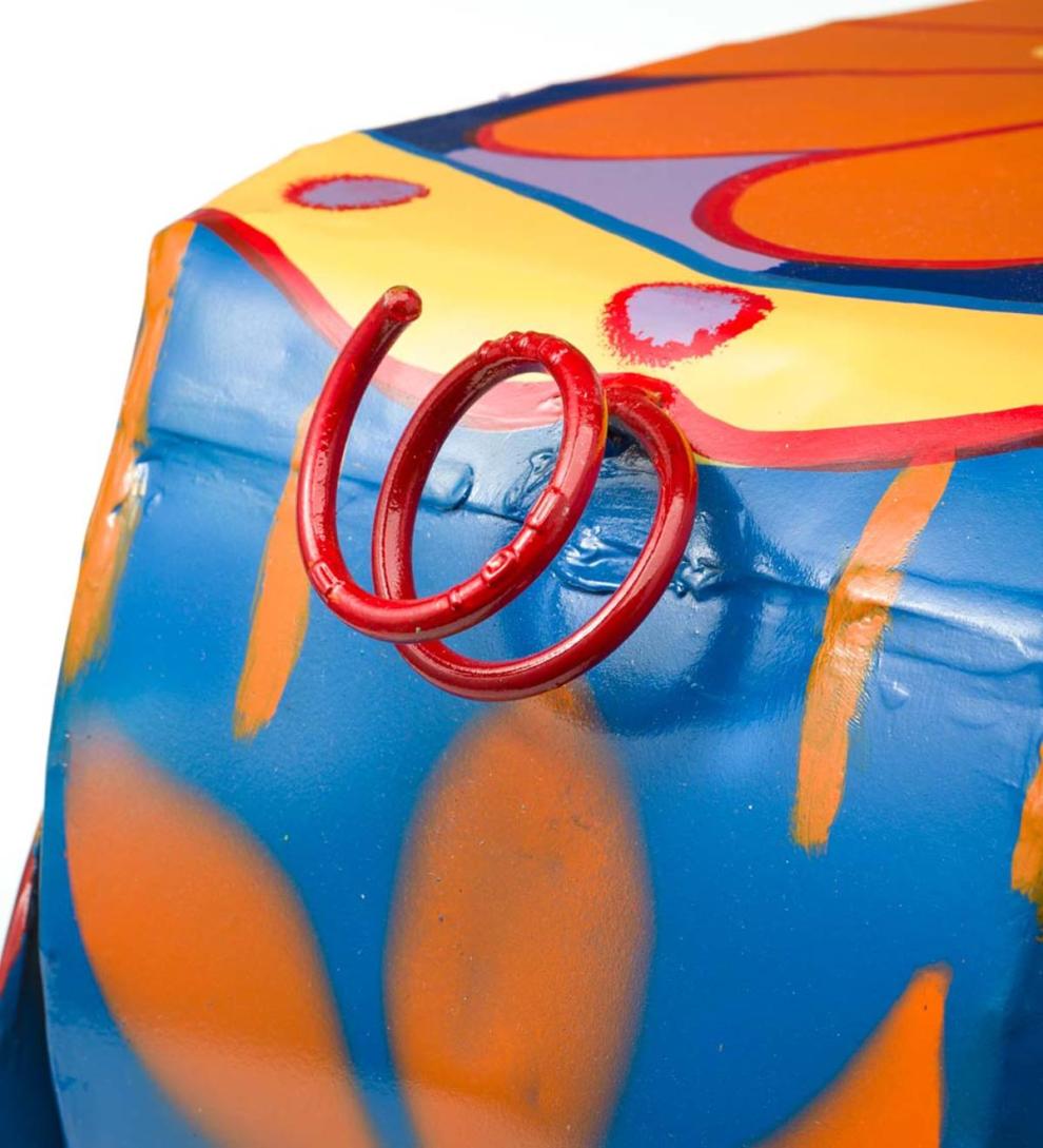 Plow &amp; Hearth Accent Tables | Indoor Living Colorful Folk Art Pig Side Table