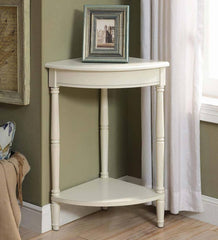 Plow &amp; Hearth Accent Tables | Indoor Living Corner Table/Plant Stand - Antique White
