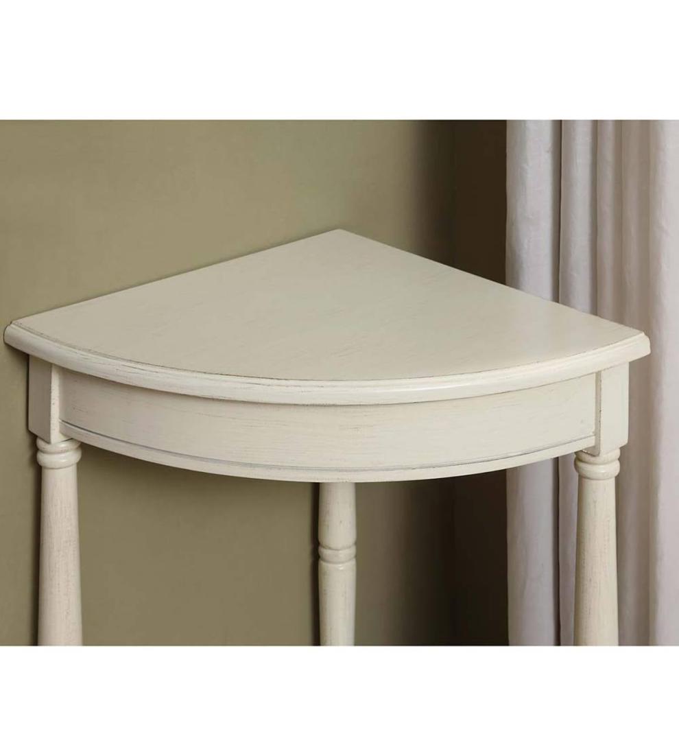 Plow &amp; Hearth Accent Tables | Indoor Living Corner Table/Plant Stand - Antique White