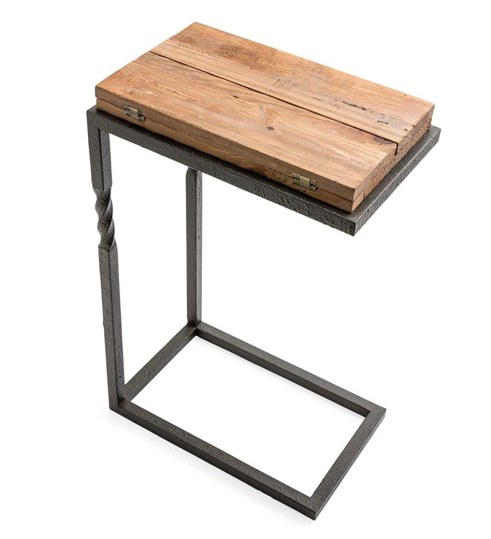 Plow &amp; Hearth Accent Tables | Indoor Living Deep Creek Rustic Pull-Up Table With Fold-Out Leaves In Wood And Metal