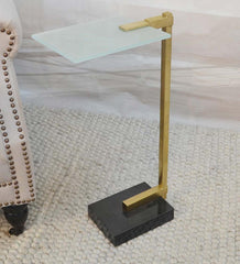 Plow &amp; Hearth Accent Tables | Indoor Living Frosted Glass Demitri C-Shaped Drink Table - Gold