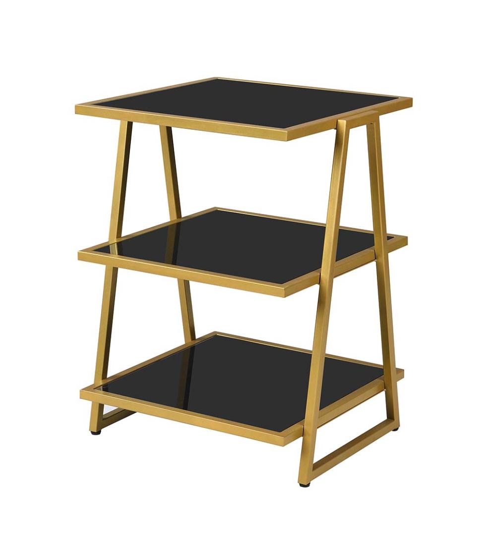 Plow &amp; Hearth Accent Tables | Indoor Living Gold And Black 3-Shelf Accent Table - Black/Gold