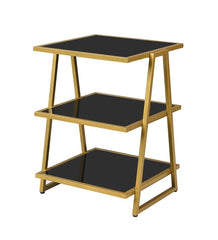 Plow &amp; Hearth Accent Tables | Indoor Living Gold And Black 3-Shelf Accent Table - Black/Gold