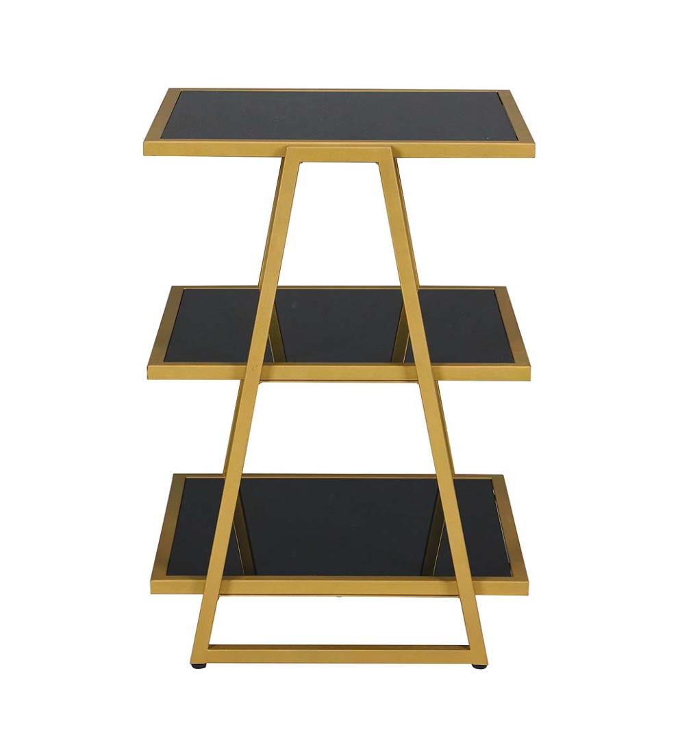 Plow &amp; Hearth Accent Tables | Indoor Living Gold And Black 3-Shelf Accent Table - Black/Gold