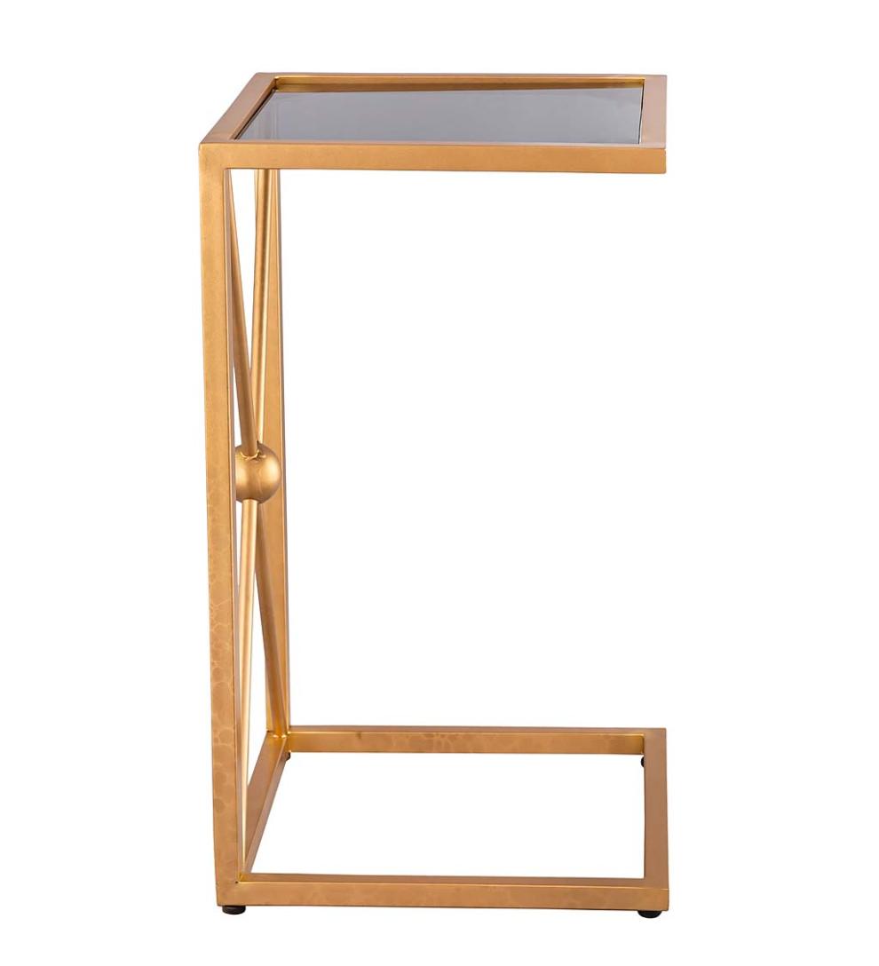 Plow &amp; Hearth Accent Tables | Indoor Living Gold And Black C-Shaped Accent Table - Black/Gold
