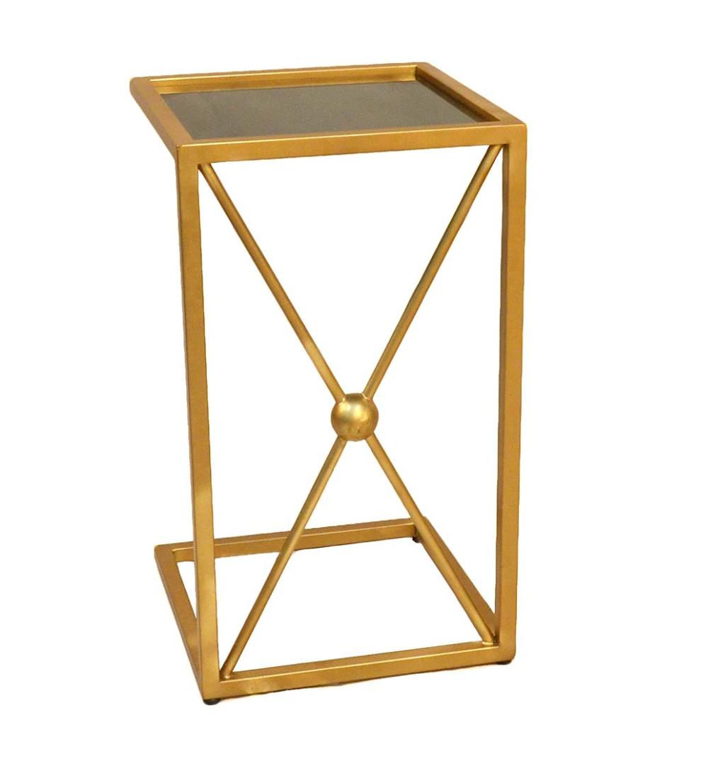 Plow &amp; Hearth Accent Tables | Indoor Living Gold And Black C-Shaped Accent Table - Black/Gold