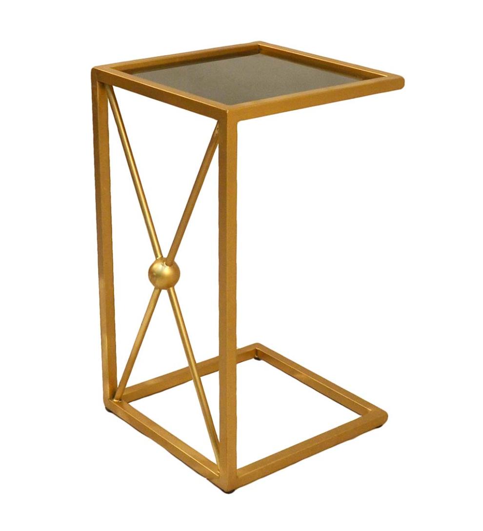 Plow &amp; Hearth Accent Tables | Indoor Living Gold And Black C-Shaped Accent Table - Black/Gold