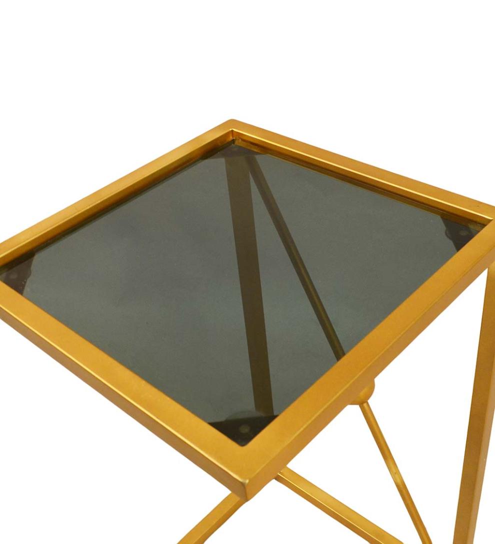 Plow &amp; Hearth Accent Tables | Indoor Living Gold And Black C-Shaped Accent Table - Black/Gold