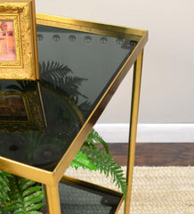 Plow &amp; Hearth Accent Tables | Indoor Living Gold And Black Square Accent Table With Shelf - Black/Gold