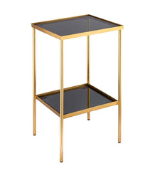 Plow &amp; Hearth Accent Tables | Indoor Living Gold And Black Square Accent Table With Shelf - Black/Gold
