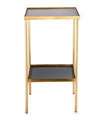 Plow &amp; Hearth Accent Tables | Indoor Living Gold And Black Square Accent Table With Shelf - Black/Gold