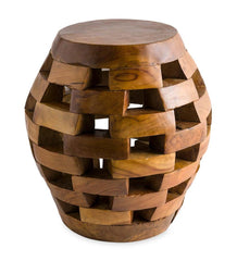 Plow &amp; Hearth Accent Tables | Indoor Living Habini Teak Oval Puzzle Stool