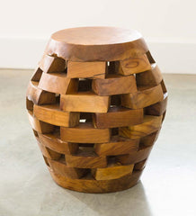 Plow &amp; Hearth Accent Tables | Indoor Living Habini Teak Oval Puzzle Stool