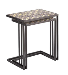 Plow &amp; Hearth Accent Tables | Indoor Living Handmade Ceramic Tile Nesting Tables, Set Of 2