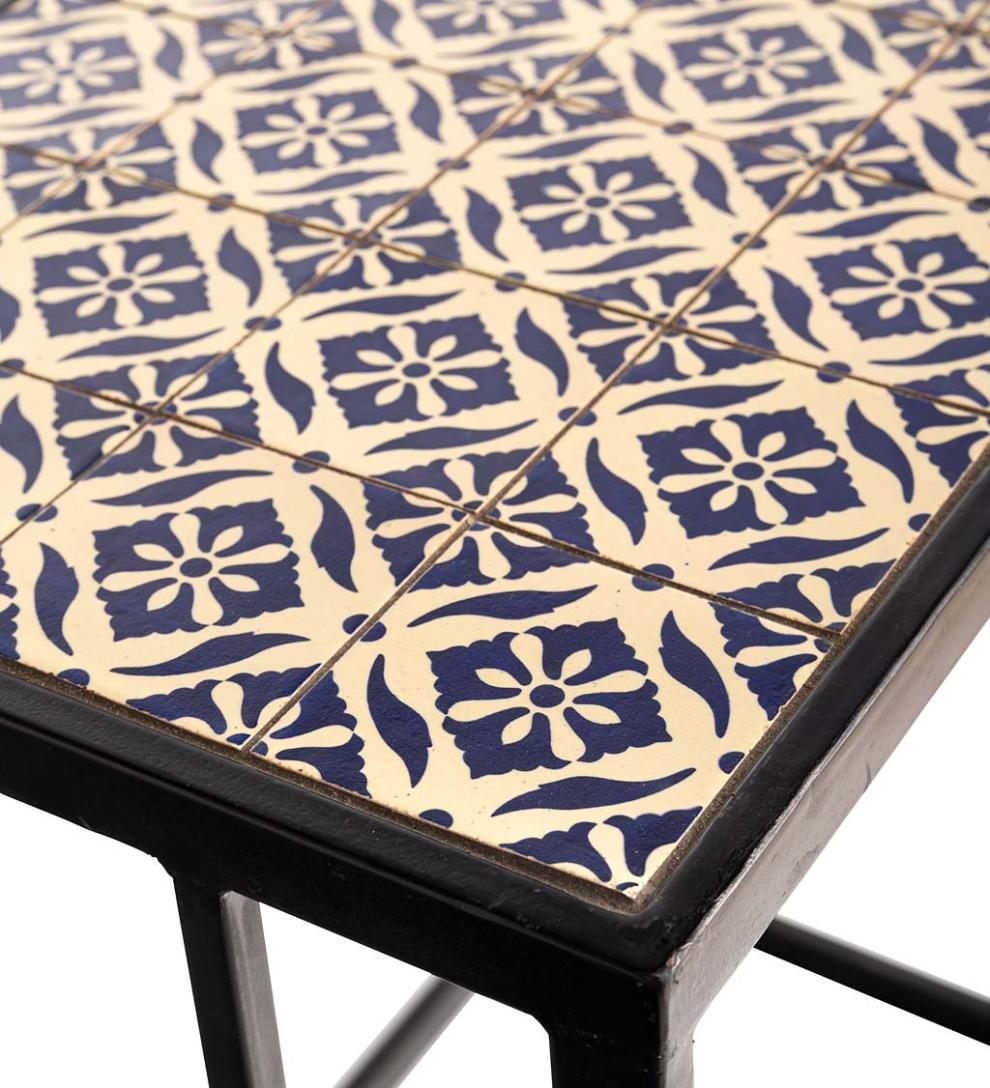 Plow &amp; Hearth Accent Tables | Indoor Living Handmade Ceramic Tile Nesting Tables, Set Of 2