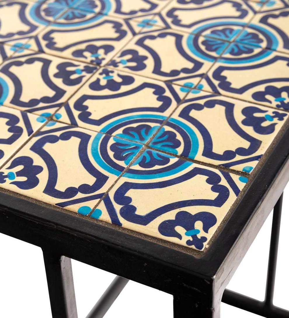 Plow &amp; Hearth Accent Tables | Indoor Living Handmade Ceramic Tile Nesting Tables, Set Of 2