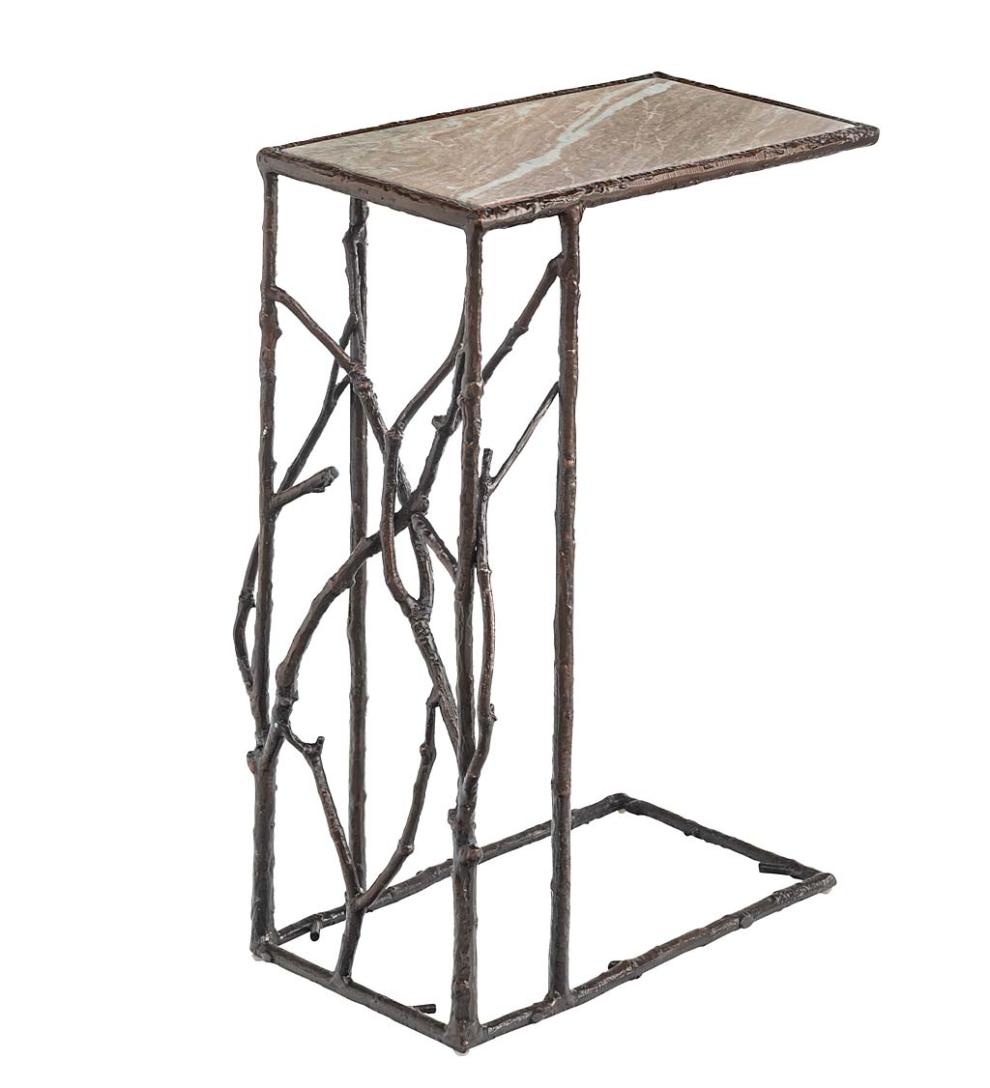 Plow &amp; Hearth Accent Tables | Indoor Living Indoor/Outdoor Branchwater Pull-Up Table With Marble Top