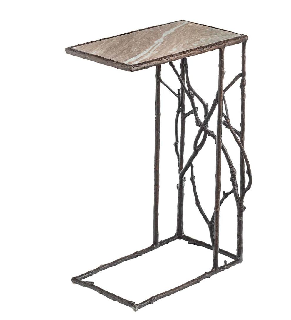 Plow &amp; Hearth Accent Tables | Indoor Living Indoor/Outdoor Branchwater Pull-Up Table With Marble Top