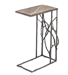 Plow &amp; Hearth Accent Tables | Indoor Living Indoor/Outdoor Branchwater Pull-Up Table With Marble Top