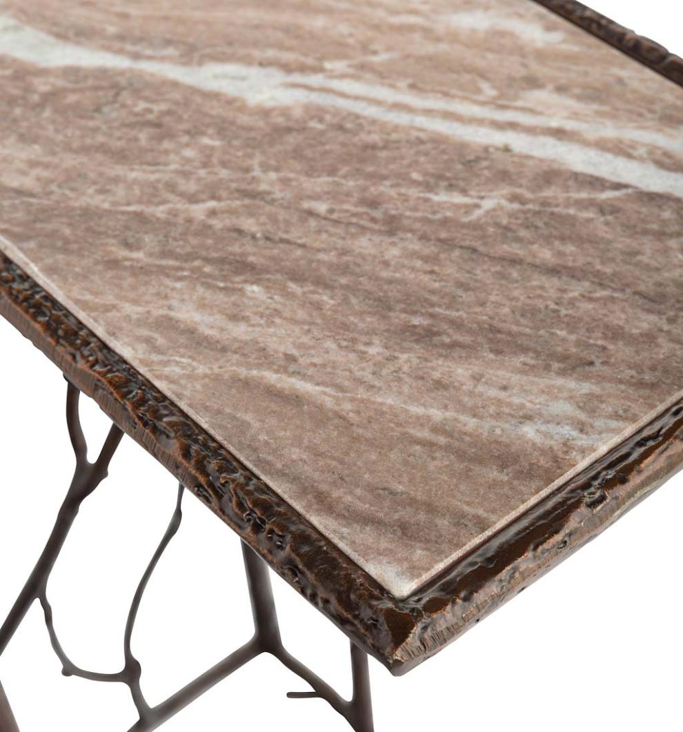 Plow &amp; Hearth Accent Tables | Indoor Living Indoor/Outdoor Branchwater Pull-Up Table With Marble Top