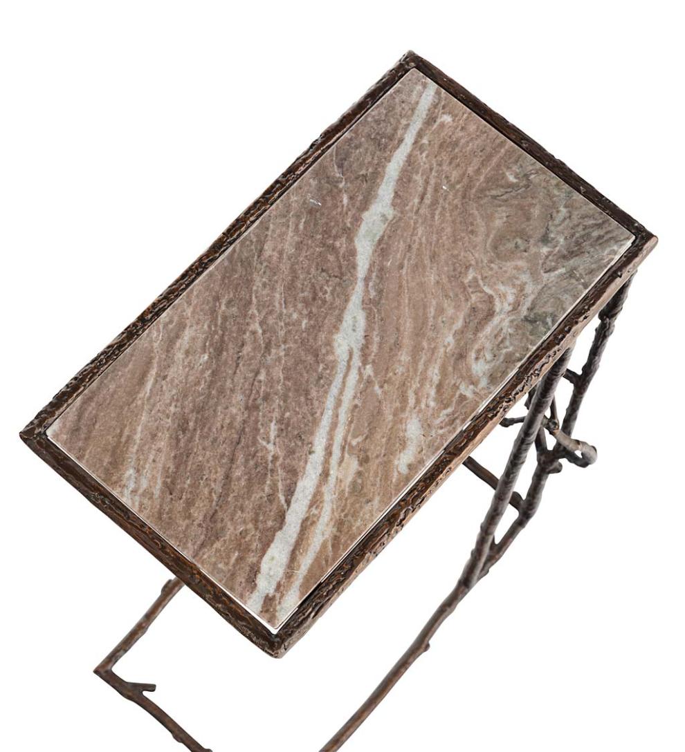 Plow &amp; Hearth Accent Tables | Indoor Living Indoor/Outdoor Branchwater Pull-Up Table With Marble Top