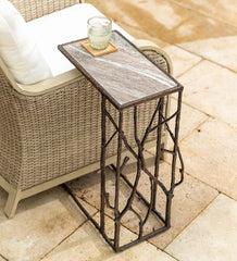 Plow &amp; Hearth Accent Tables | Indoor Living Indoor/Outdoor Branchwater Pull-Up Table With Marble Top