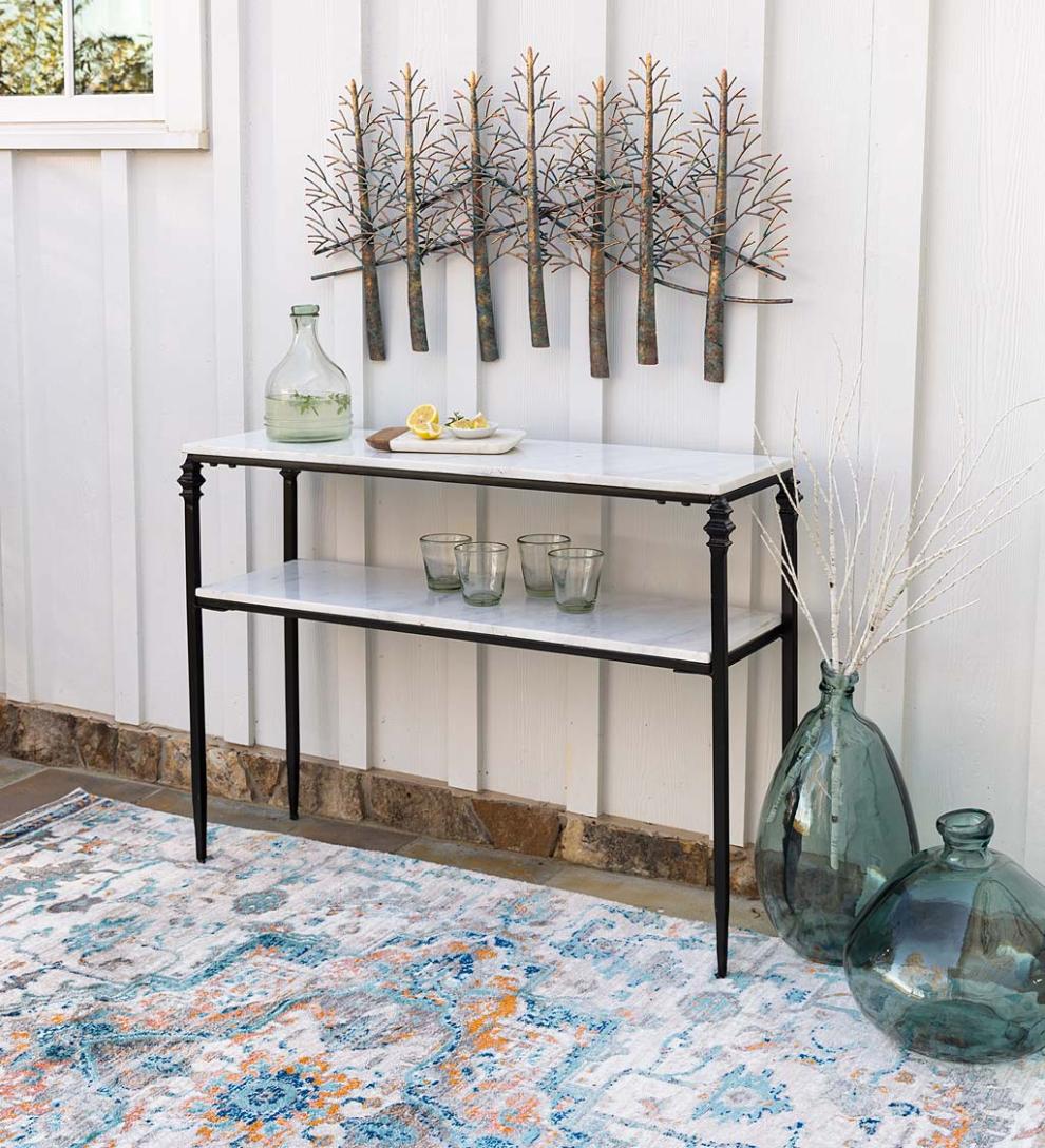 Plow &amp; Hearth Accent Tables | Indoor Living Indoor/Outdoor Nottoway White Marble Console Table