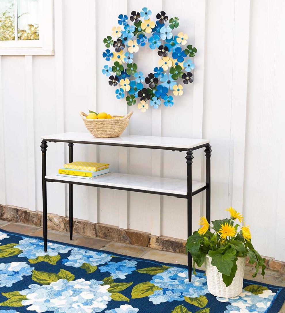 Plow &amp; Hearth Accent Tables | Indoor Living Indoor/Outdoor Nottoway White Marble Console Table