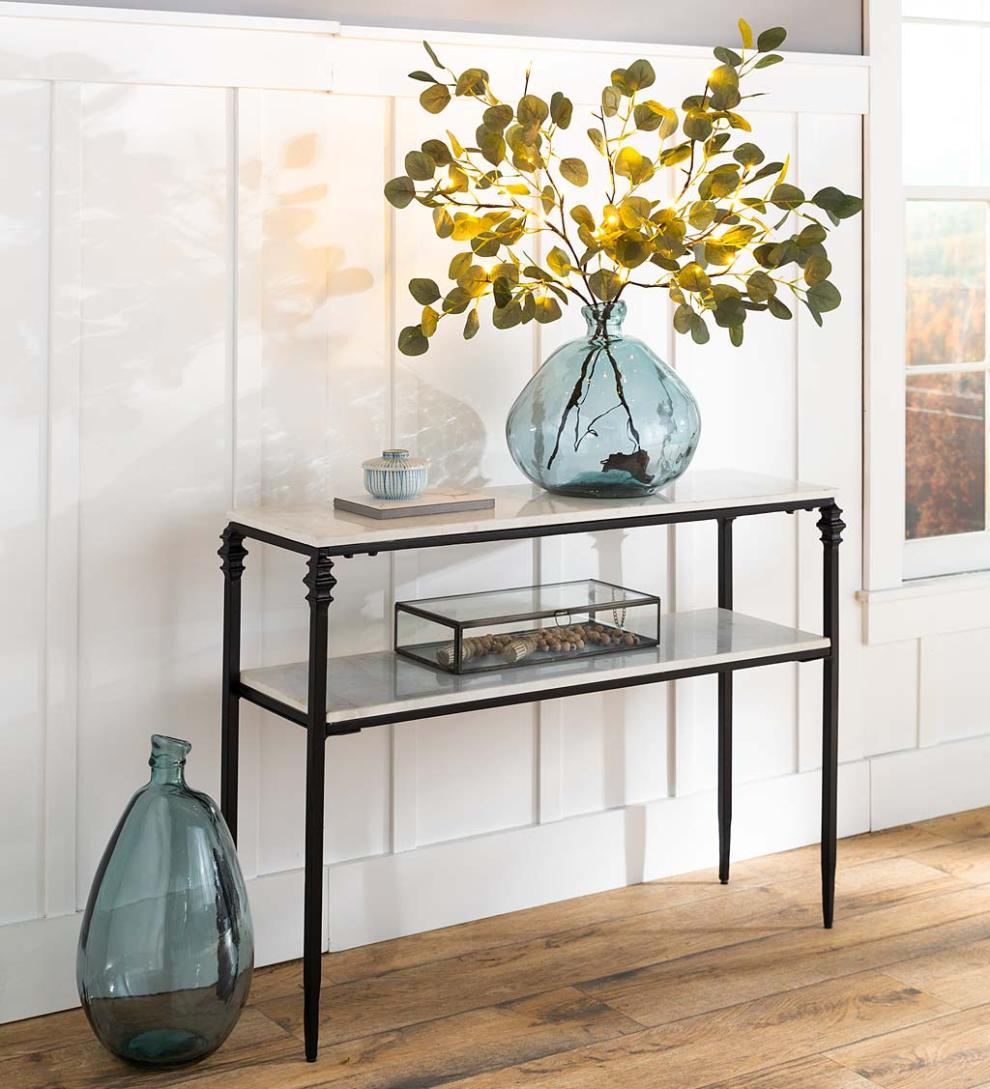 Plow &amp; Hearth Accent Tables | Indoor Living Indoor/Outdoor Nottoway White Marble Console Table