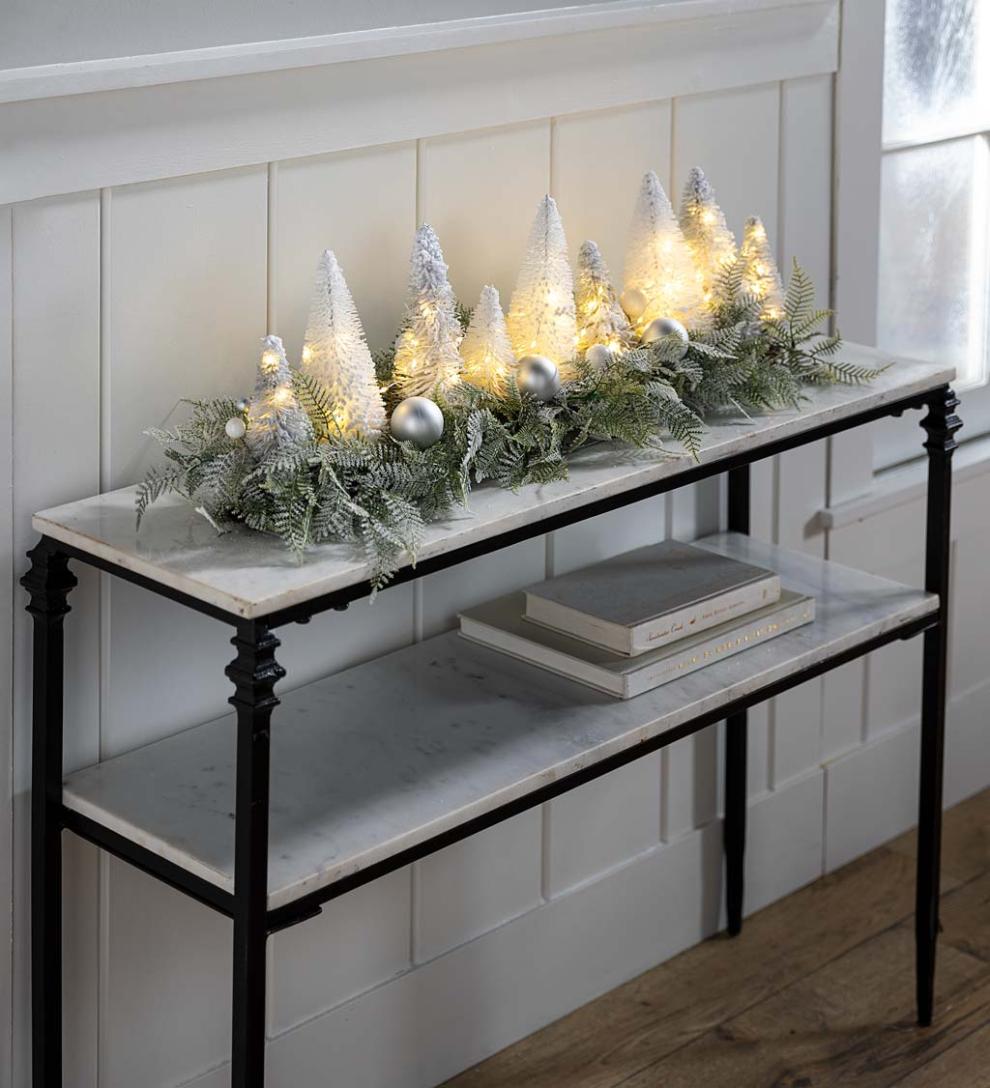 Plow &amp; Hearth Accent Tables | Indoor Living Indoor/Outdoor Nottoway White Marble Console Table