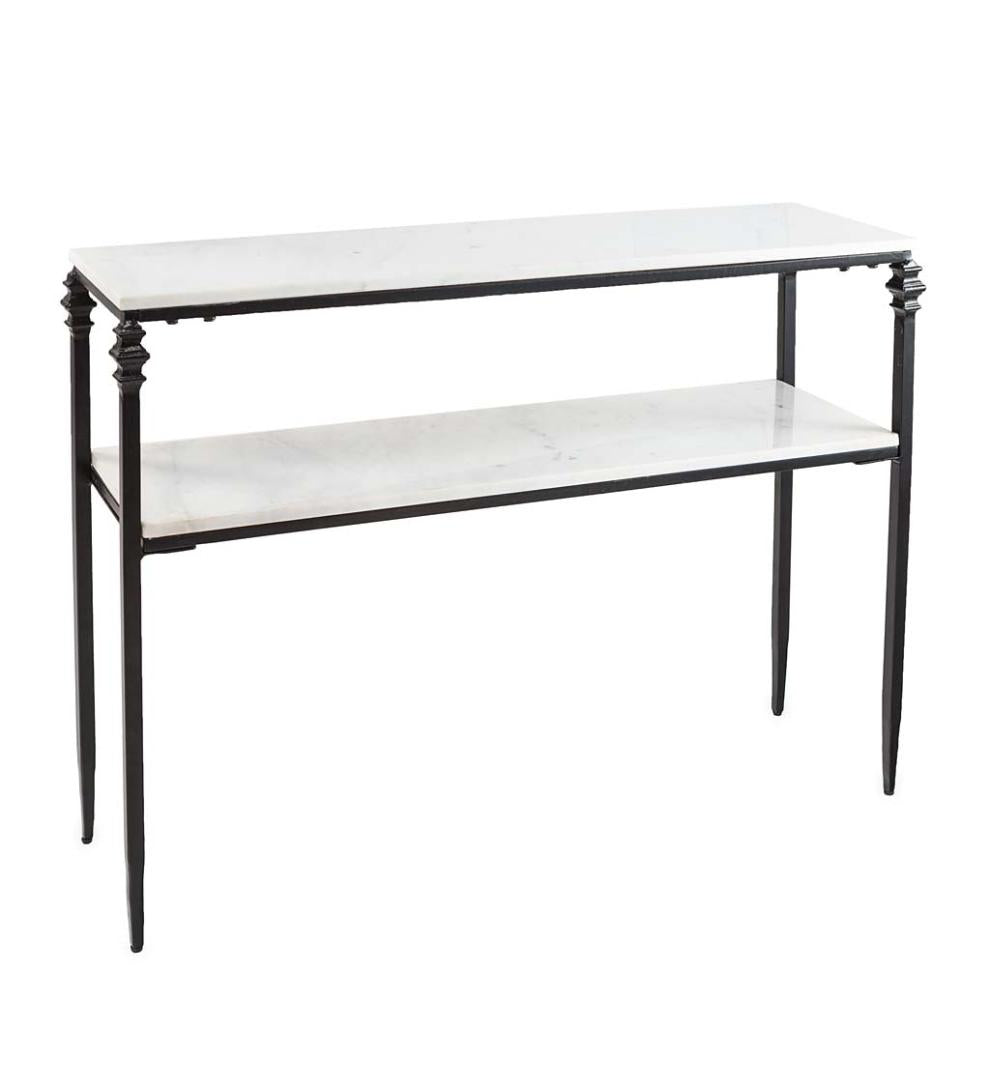 Plow &amp; Hearth Accent Tables | Indoor Living Indoor/Outdoor Nottoway White Marble Console Table